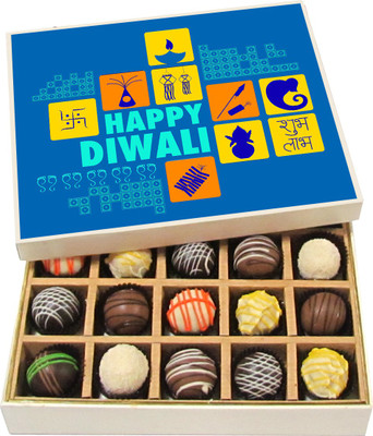 

Chocholik Diwali Sweets - Happy Diwali Shubh Labh - Dark, Milk, White Chocolate Truffles - 20pc Truffles(300 g)