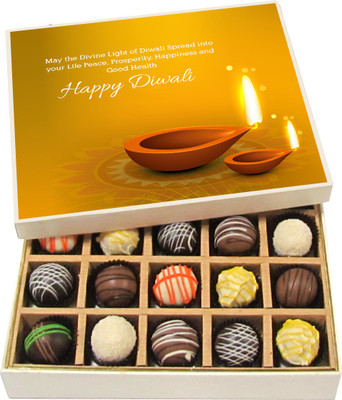 

Chocholik Diwali Gifts - May the Divine Light of Diwali Spread Into Your Life Happiness - Dark, Milk, White Chocolate Truffles - 20pc Truffles(300 g)