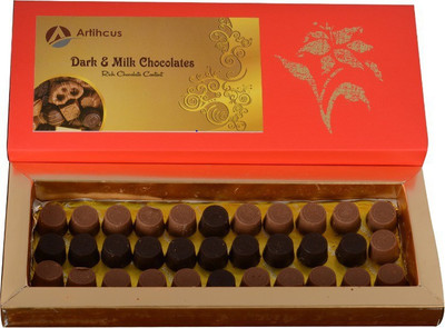 artihcus Delicious Rich Chocolates, Assorted Dark, Milk & White Chocolates - 40Pc Bars(300 g)