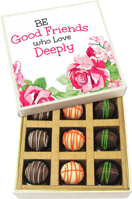 

Chocholik Friendship Gift - Be Good Friends Who Love Deeply - Dark, Milk, White Chocolate Truffles - 9pc Truffles(135 g)