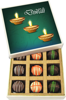

Chocholik Diwali Sweets - Subh Diwali - Dark, Milk, White Chocolate Truffles - 9pc Truffles(135 g)