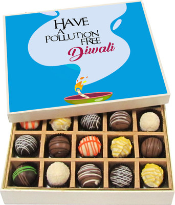 Chocholik Diwali Gifts - Have a Pollution Free Diwali - Dark, Milk, White Chocolate Truffles - 20pc Truffles(300 g)