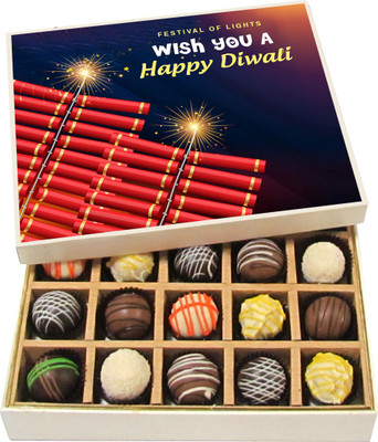 

Chocholik Diwali Gifts - Festival of Lights Happy Diwali - Dark, Milk, White Chocolate Truffles - 20pc Truffles(300 g)