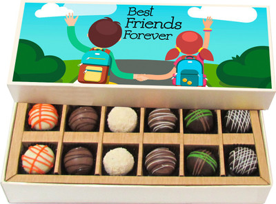 

Chocholik Friendship Gift Best Friend Forever - Dark, Milk, White Chocolate Truffles -12pc Truffles(180 g)