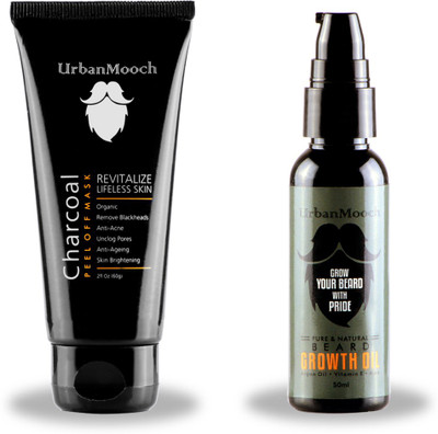 UrbanMooch Charcoal Peel Off Mask & Beard Growth Oil Grooming Set(2 Items in the set)