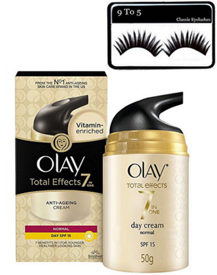 

9 to 5 eyelashes with Olay total effects 7 in 1 anti-ageing cream(Set of 2)