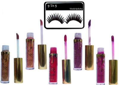 

9 to 5 eyelashes with Kylie Long Lasting Liquid Lip Gloss (set of 5)(Set of 6)