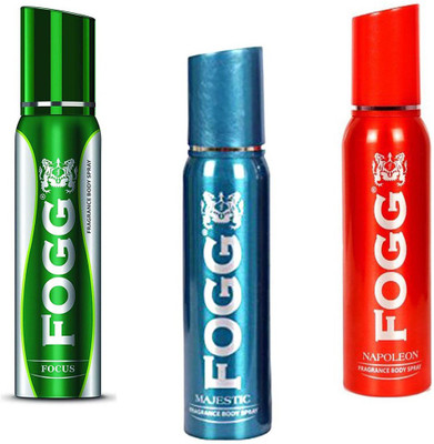 

Fogg FOCUS , MAJESTIC AND NAPOLEON FRAGRANCE BODY SPRAY ( 360 ML PACK OF 3 ) Deodorant Spray - For Men & Women(360 ml, Pack of 3)