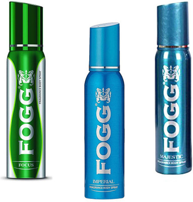

Fogg FOCUS , IMPERIAL AND MAJESTIC FRAGRANCE BODY SPRAY ( 360 ML PACK OF 3 ) Deodorant Spray - For Men & Women(360 ml, Pack of 3)