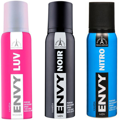 

ENVY NITRO DEODORANT 120 ML+NOIR DEODORANT 120 ML+LUV DEODORANT 120 ML Deodorant Spray - For Men & Women(120 ml, Pack of 3)