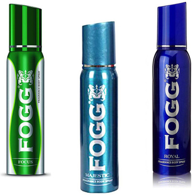 

Fogg FOCUS,MAJESTIC AND ROYAL (PACK OF 3 ) Body Spray - For Men & Women(360 ml, Pack of 3)