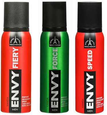 

ENVY FIERY DEODORANT 120 ML+FORCE DEODORANT 120 ML+SPEED DEODORANT 120 ML Deodorant Spray - For Men & Women(120 ml, Pack of 3)