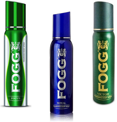 

Fogg FOCUS, ROYAL & VICTOR FRAGRANCE BODY SPRAY ( PACK OF 3 ) Deodorant Spray - For Men & Women(360 ml, Pack of 3)