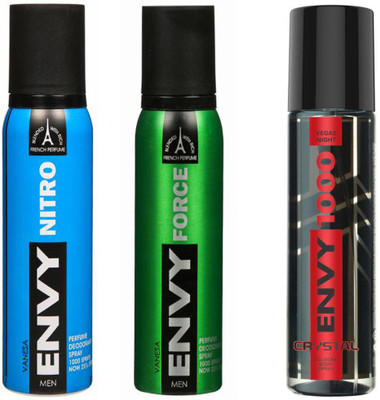 

ENVY FORCE DEODORANT 120 ML+NITRO DEODORANT 120 ML+1000 CRYSTAL DEODORANT 120 ML Deodorant Spray - For Men & Women(120 ml, Pack of 3)