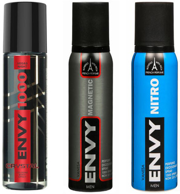 ENVY NITRO DEODORANT 120 ML+MAGNETIC DEODORANT 120 ML+1000 CRYSTAL DEODORANT 120 ML Deodorant Spray - For Men & Women(120 ml, Pack of 3)