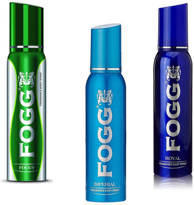 

Fogg FOCUS, IMPERIAL AND ROYAL FRAGRANCE BODY SPRAY ( 360ML PACK OF 3 ) Deodorant Spray - For Men & Women(360 ml, Pack of 3)