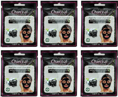 

BeTrending Charcoal face mask 6 pouch pack each carry 25 ml of charcoal peel off mask pack(150 ml)