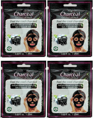 

BeTrending Charcoal face mask 4 pouch pack each carry 25 ml of charcoal peel of mask no-12(100 ml)