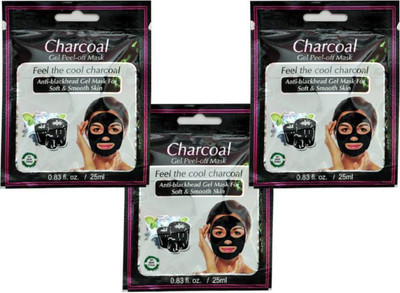 

BeTrending Charcoal face mask 3 pouch each carry 25 ml of charcoal peel of mask pack no-175(75 ml)