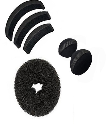 

Jampak™ Set Of 3 Hair Puff And Donut Bun Medium Size With Velcro Puffs Extreme Hair Volumizer Bumpits (6 g) Hair Accessory Set(Black)