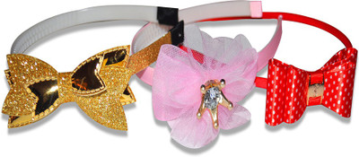 

chipbeys HAIRBAND FOR GIRLS COMBINATION OF 3 HAIRBANDS GLITTERY RED, POLKA DOT BLUE AND CROWN PINK Hair Band(Blue, Red, Pink)
