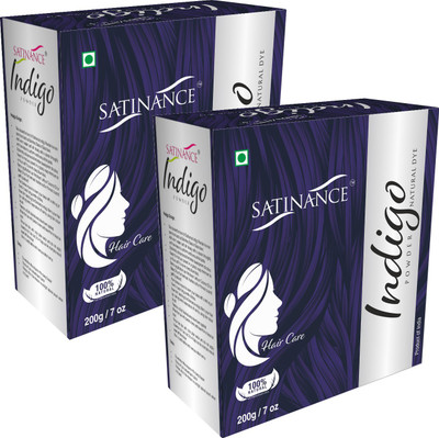 

Satinance Indigo Powder 200 Grams - Pack of 2 , No Added Artificial Colors, 100 % Natural Hair Color(Black)