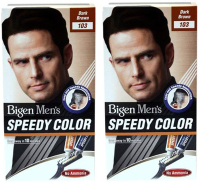 Bigen Men's Speedy Hair Colour ( 40g + 40g Each ) | Combo Pack / Set Of 2 Ammonia Free Long Lasting Hair Color , B103 - Dark Brown