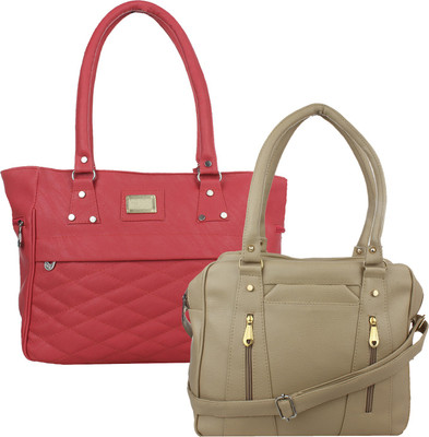 

Fillin Cart Hand-held Bag(Pink, Beige), Beige;pink