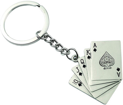 Stealodeal Stainless Steel Car and Bike Playing Card Key Chain