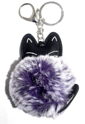 

Pankreeti Cute Pompom Fluffy Cat Key Ring Key Chain