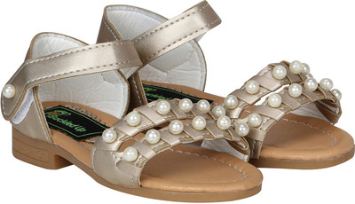 

Buckled Up Girls Velcro Strappy Sandals(Gold, Golden