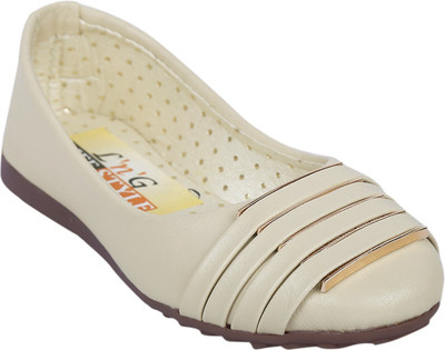 

LNG Lifestyle Girls Slip on Ballerinas(White, Cream