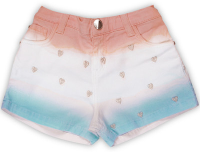 

Gini & Jony Short For Girl's Casual Embriodered Cotton(White, Pack of 1, Flamingo pink(c411)