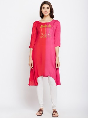 Span Women Printed A-line Kurta(Pink)