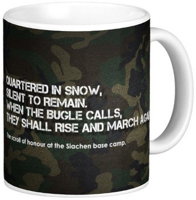 

Exoctic Silver Indian Army Quotes 009 Ceramic Mug(330 ml), Green;white