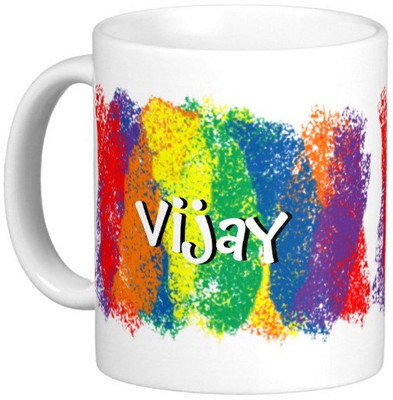 

Exoctic Silver VIJAY Ceramic Mug(300 ml), Multicolor