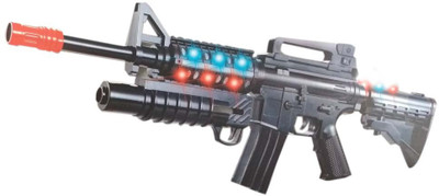 

IndusBay 21 Inches Musical Toy Gun High Grade Military Toy Gun With Flash Light, Sound Effects and Foam Bullets(Multicolor)