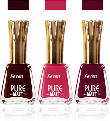 

Seven seas cosmetics makeup Exclusive flower matte Nail Polish combo Set of 3 color l falsa orange pink maroon