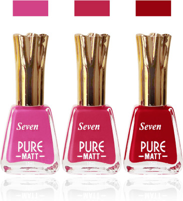 

Seven seas cosmetics makeup Exclusive flower matte Nail Polish combo Set of 3 color red pink orange pink