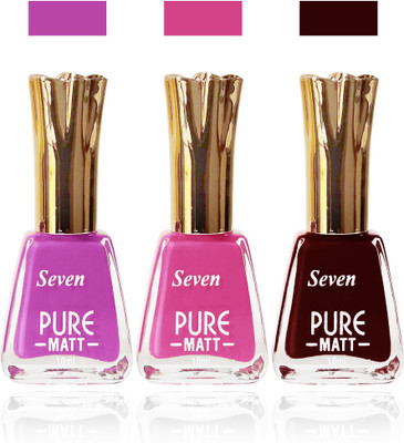 

Seven seas cosmetics makeup Exclusive flower matte Nail Polish combo Set of 3 color maroon pink l purple