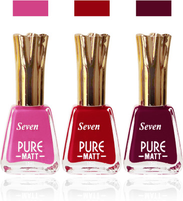 

Seven seas cosmetics makeup Exclusive flower matte Nail Polish combo Set of 3 color red maroon pink(Pack of 3)