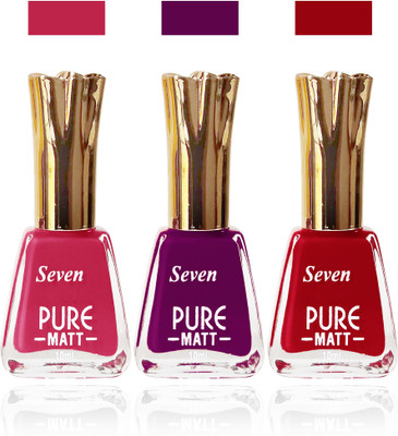 

Seven seas cosmetics makeup Exclusive flower matte Nail Polish combo Set of 3 color falsa red orange pink(Pack of 3)
