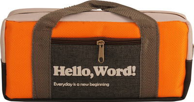 

STYM COMPACT HELLO Art Polyester Pencil Box(Set of 1, Orange)