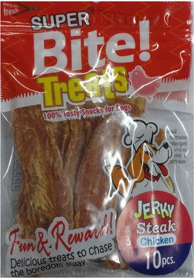 

Super Bite Jerky Steak Chicken 10pcs Chicken Dog Treat(137 g, Pack of 2)