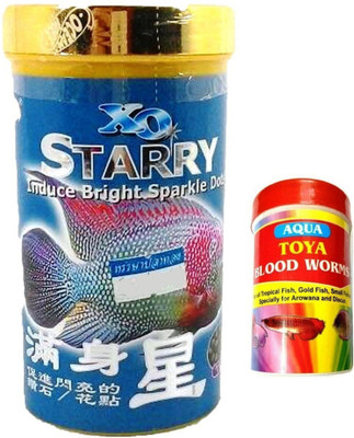 

Goofy Tails XO Starry Flower Horn Breeds Fish Food For Bright Sparkle Dots (280ml) With Toya Blood Worms (5gm) Sea Food Fish Treat(175.0 g)