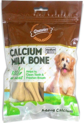 

Gnawlers Calcium Milk Medium Bone 12 Pcs Milk Dog Treat(270 g, Pack of 3)