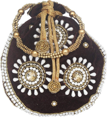 

Bagaholics Ethnic Velvet Potli Batwa Potli(Brown)