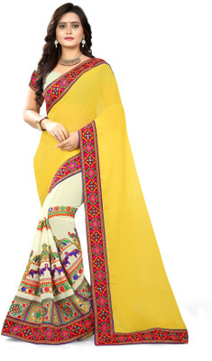Arriva Fab Embroidered Fashion Poly Georgette Saree(Multicolor) Flipkart