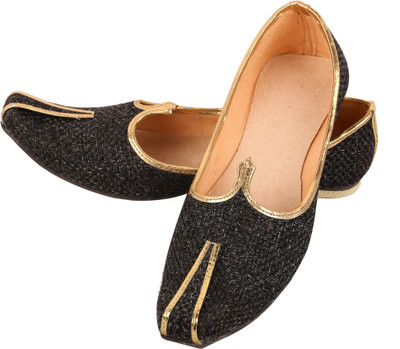 

DFR Men Jute Juti Mojaris For Men(Black, Gold