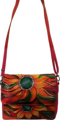 

EL Mio Women Evening/Party, Casual Orange Genuine Leather Sling Bag